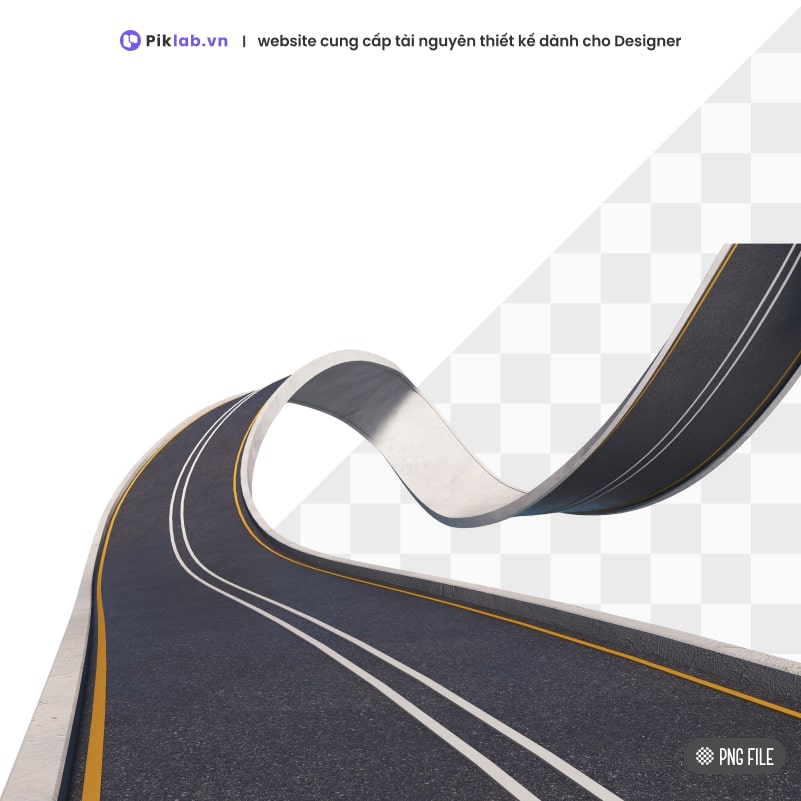 Design resource roadways 3D render with lines realistic abstract 3d road isolated on transparent background PNG con đường